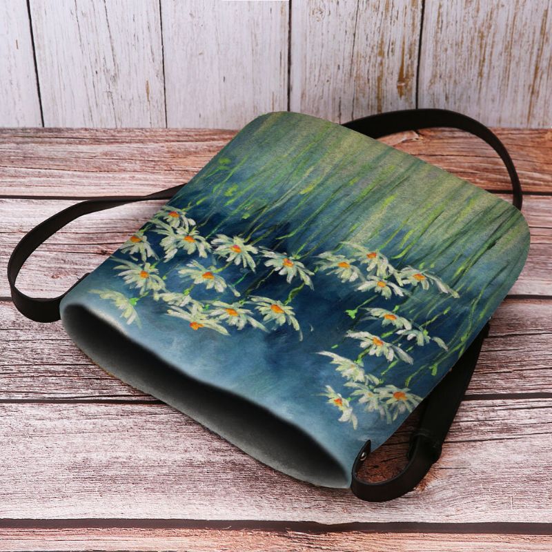 Kvinnor Filt Blommor Mönstertryck Crossbody Bag Axelväska