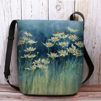 Kvinnor Filt Blommor Mönstertryck Crossbody Bag Axelväska