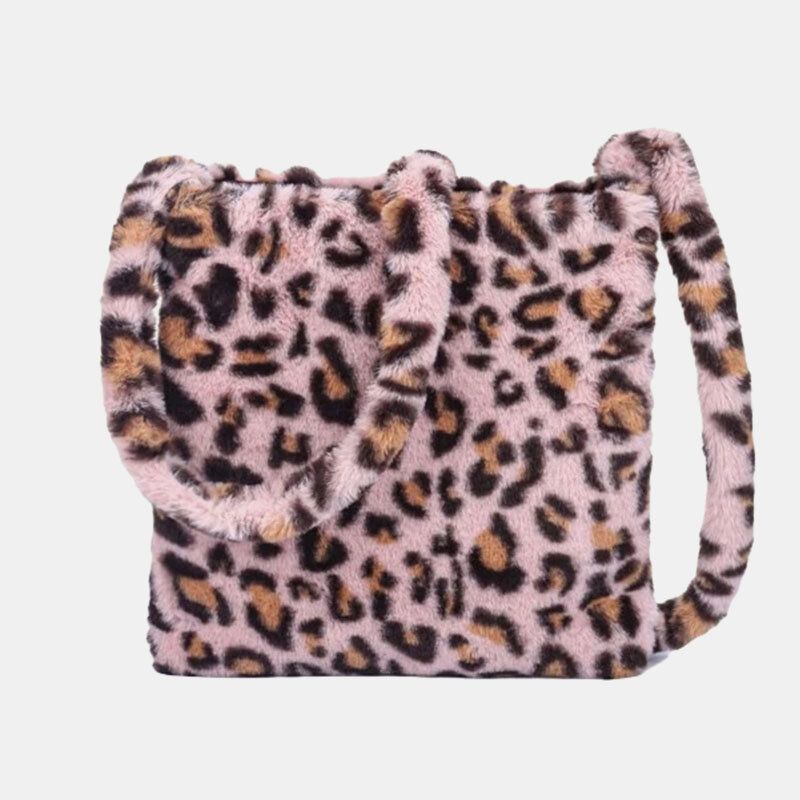 Kvinnor Filt Mjukt Leopardmönster Söt Casual Personality Axelväska Crossbody-väska