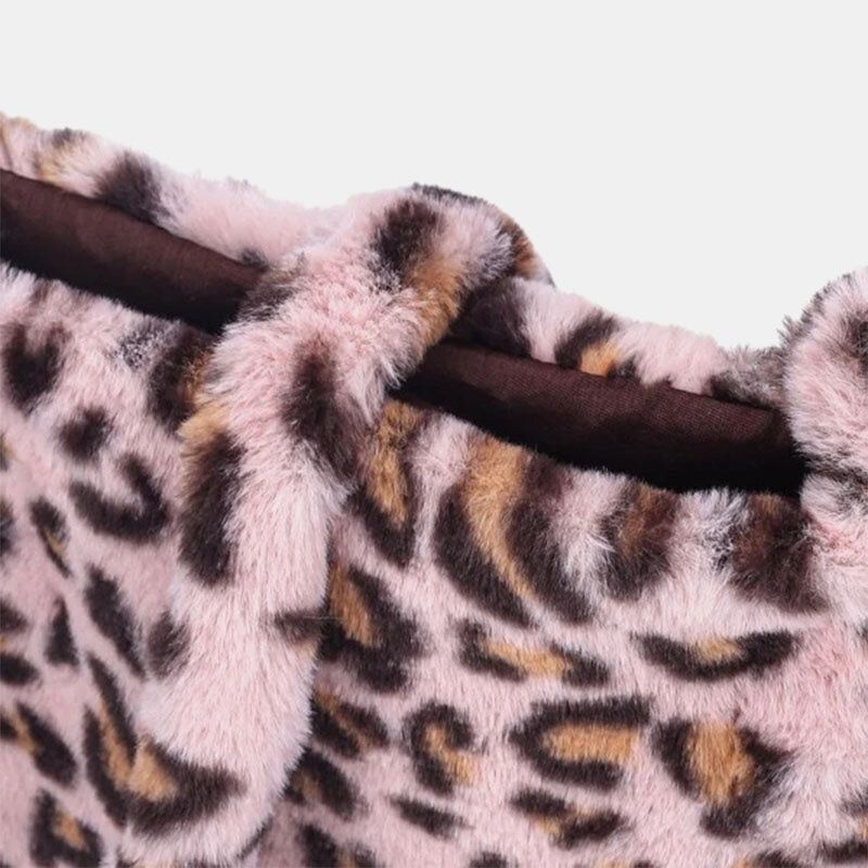 Kvinnor Filt Mjukt Leopardmönster Söt Casual Personality Axelväska Crossbody-väska