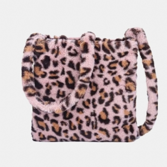 Kvinnor Filt Mjukt Leopardmönster Söt Casual Personality Axelväska Crossbody-väska