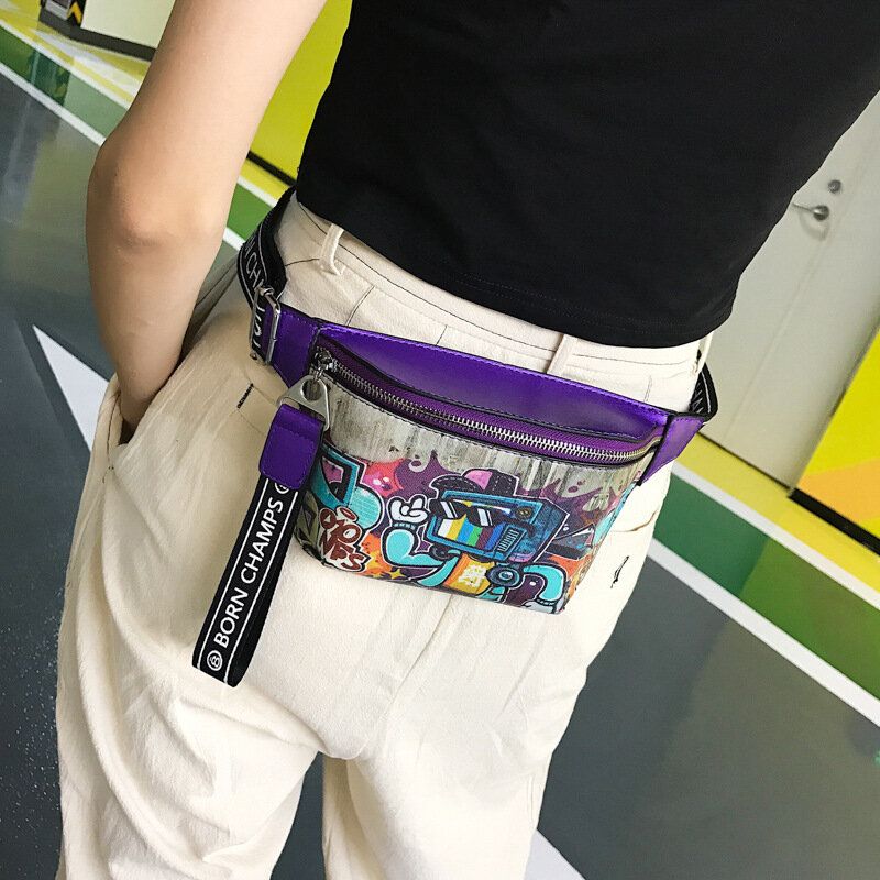 Kvinnor Graffiti Målad Bröstväska Sling Bag