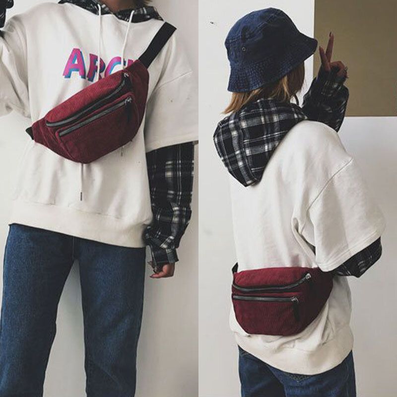 Kvinnor Manchester Retro Enfärgad Casual Mode Crossbody-väska Bröstväska Axelväska