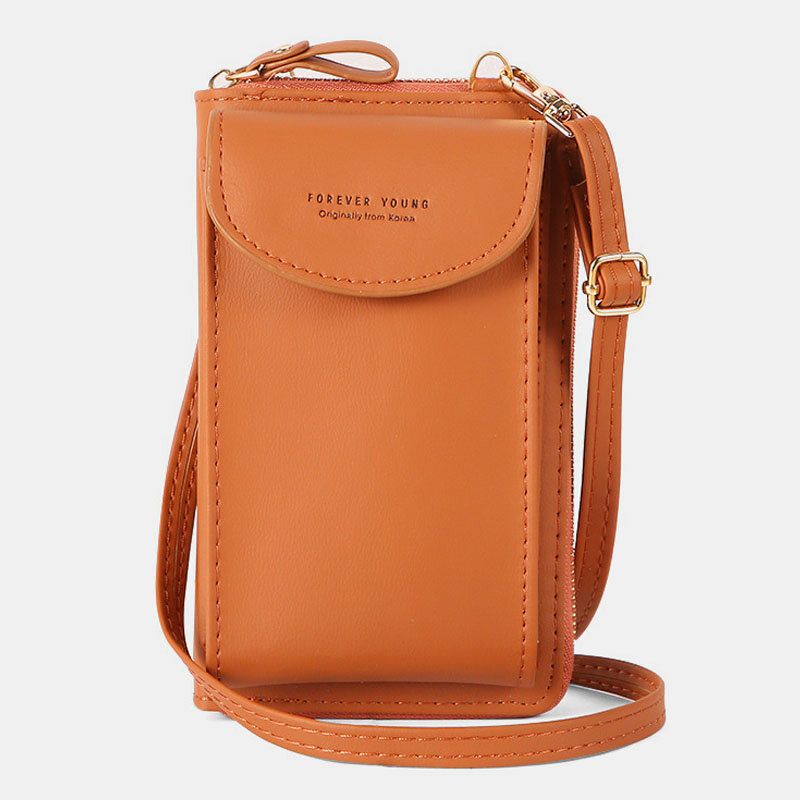 Kvinnor Mini Vild Lång Pu Läderplånbok Casual 63 Tums Telefonväska Axelväska Crossbody-väska