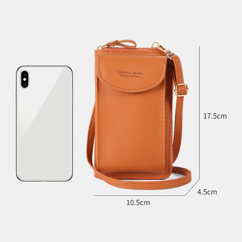 Kvinnor Mini Vild Lång Pu Läderplånbok Casual 63 Tums Telefonväska Axelväska Crossbody-väska