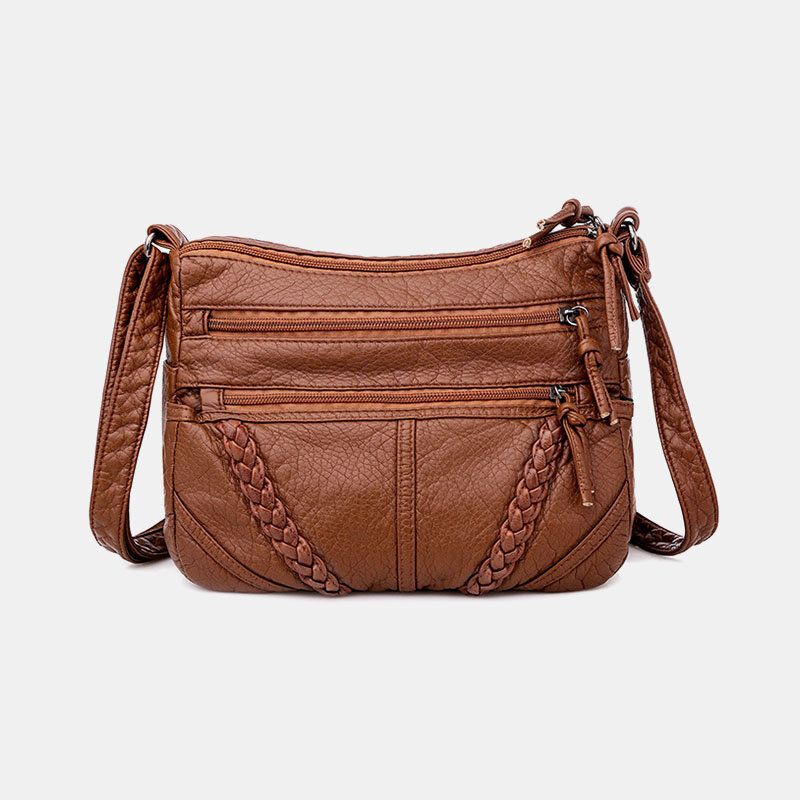 Kvinnor Multi-pocket Medelålders Vintage Crossbody Bag Axelväska