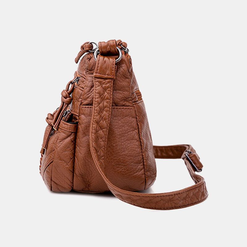 Kvinnor Multi-pocket Medelålders Vintage Crossbody Bag Axelväska