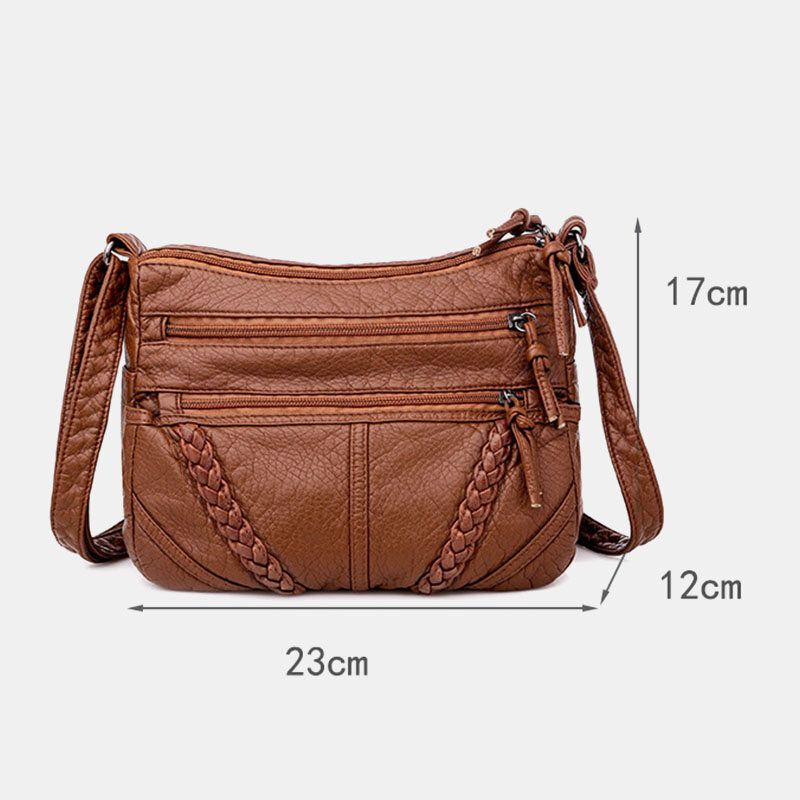 Kvinnor Multi-pocket Medelålders Vintage Crossbody Bag Axelväska