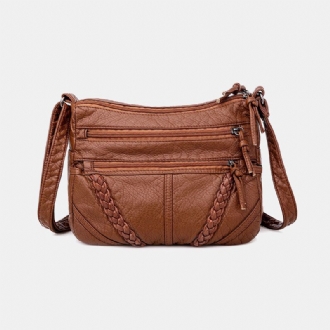 Kvinnor Multi-pocket Medelålders Vintage Crossbody Bag Axelväska