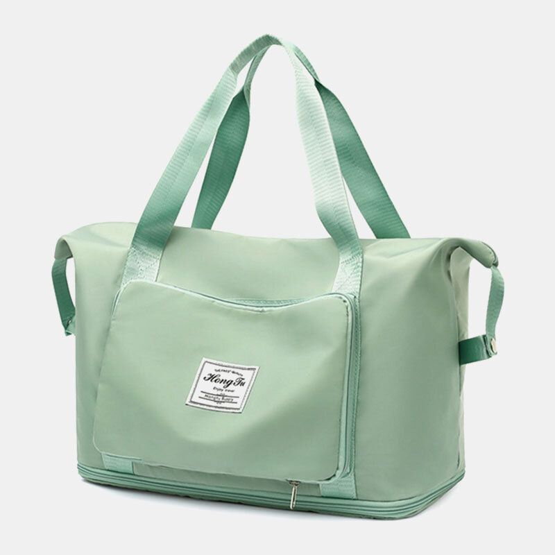 Kvinnor Oxford Dry Wet Separation Gymväska Skalbar Vikbar Design Crossbody-väska Stor Kapacitet Fast Rem Vattentät Bärbar Resväska