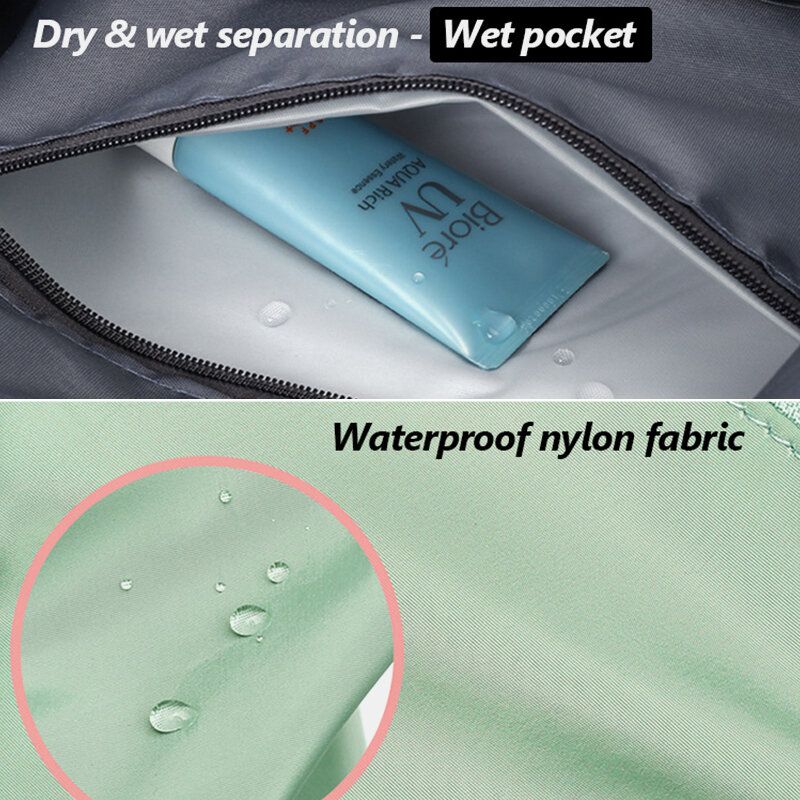 Kvinnor Oxford Dry Wet Separation Gymväska Skalbar Vikbar Design Crossbody-väska Stor Kapacitet Fast Rem Vattentät Bärbar Resväska