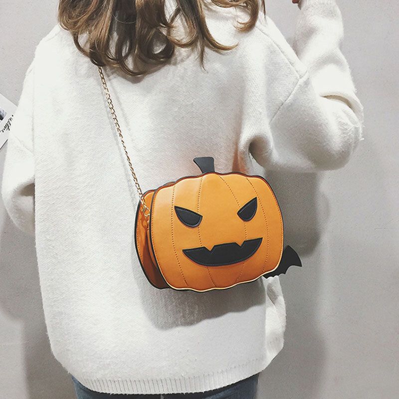 Kvinnor Patchwork-kedjor Halloween-pumpaväska Crossbody-väska