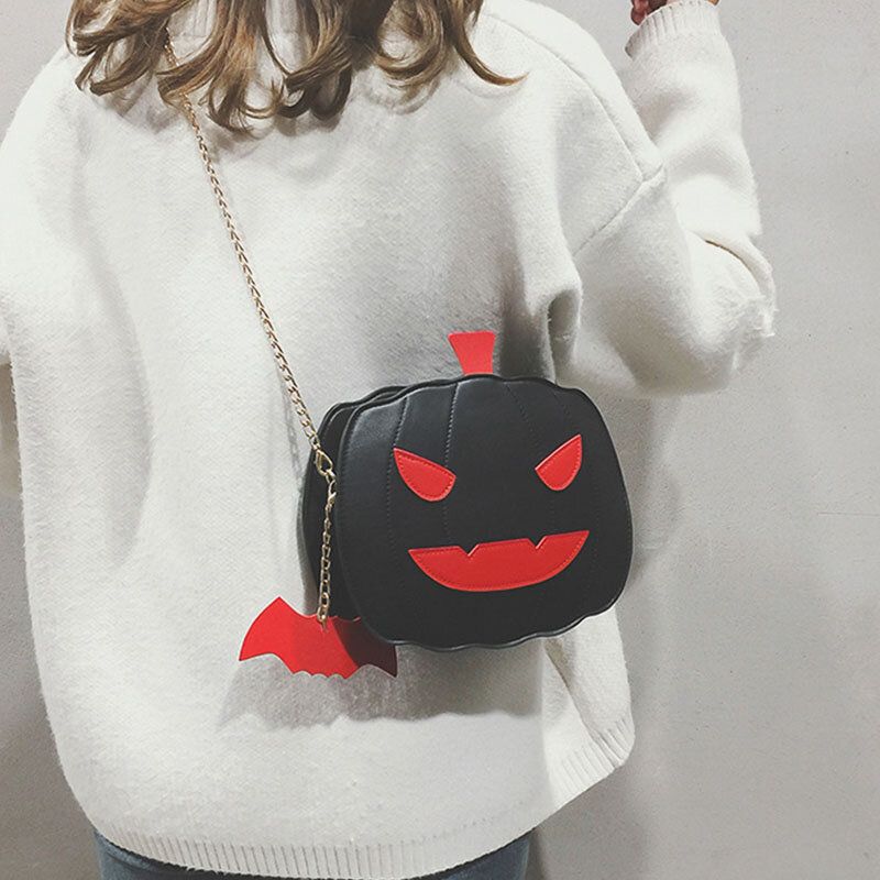 Kvinnor Patchwork-kedjor Halloween-pumpaväska Crossbody-väska