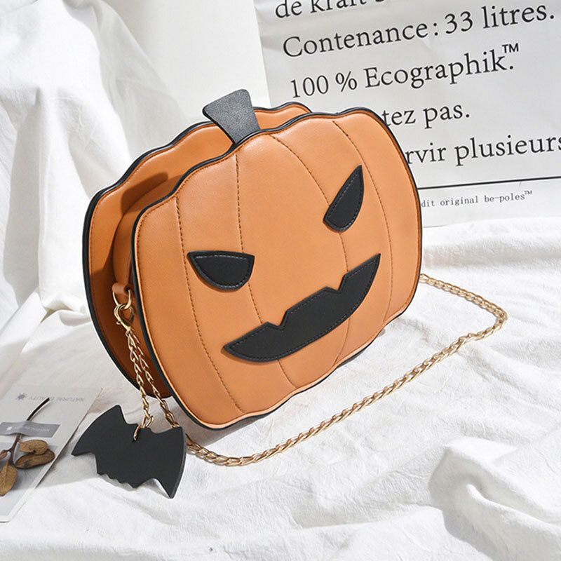 Kvinnor Patchwork-kedjor Halloween-pumpaväska Crossbody-väska