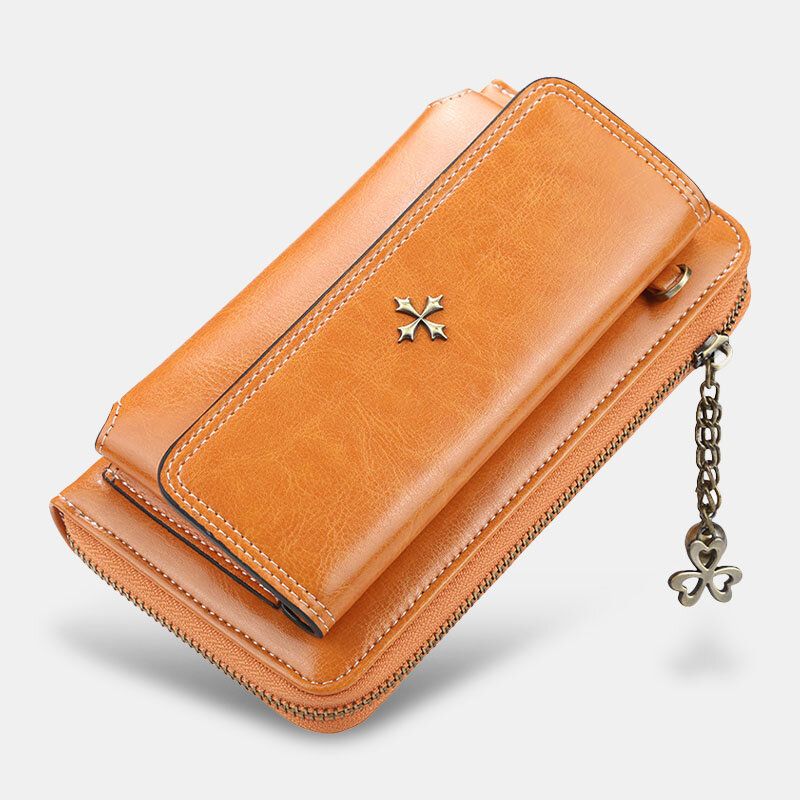 Kvinnor Pu Läder Cross Flower Tofs Stor Kapacitet Multi-card Slot Telefonväska Crossbody Bag Axelväska