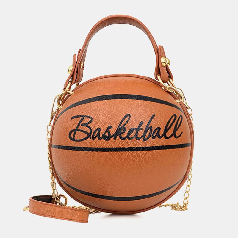 Kvinnor Unik Design Basket Fotbollslook Mini Rund Väska Hangbag Mode Justerbar Axelväska Cross Body Bag