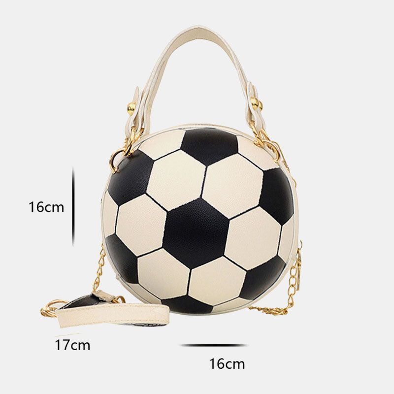 Kvinnor Unik Design Basket Fotbollslook Mini Rund Väska Hangbag Mode Justerbar Axelväska Cross Body Bag