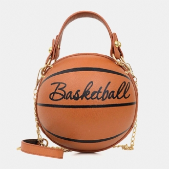 Kvinnor Unik Design Basket Fotbollslook Mini Rund Väska Hangbag Mode Justerbar Axelväska Cross Body Bag