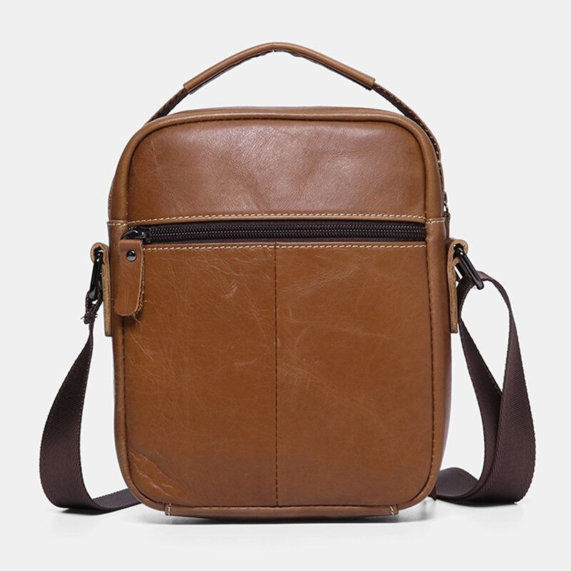 Män Äkta Läder Flerficks Casual Crossbody-väska Axelväska