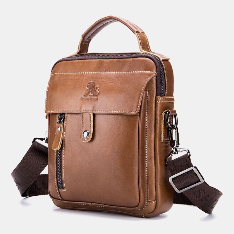 Män Äkta Läder Flerficks Vattentät Vintage Handväska Crossbody-väska Axelväska