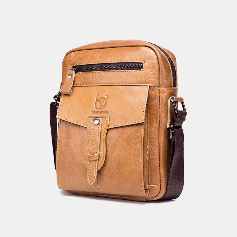 Män Äkta Läder Multi-pocket Anti-stöld Crossbody Bag Axelväska