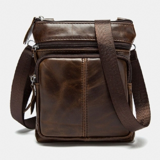 Män Äkta Läder Multi-pocket Casual Business 63-tums Telefonväska Crossbody-väskor First Layer Kohud Axelväska