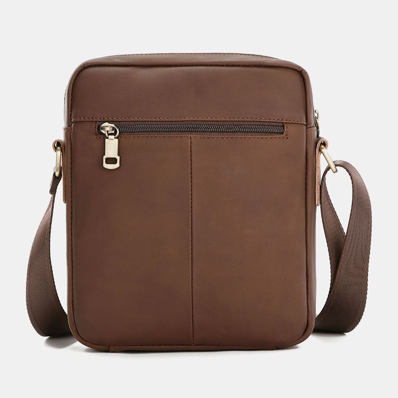 Män Äkta Läder Stor Kapacitet Vintage Casual 65 Tums Telefonväska Crossbody-väska Axelväska Messenger Portfölj