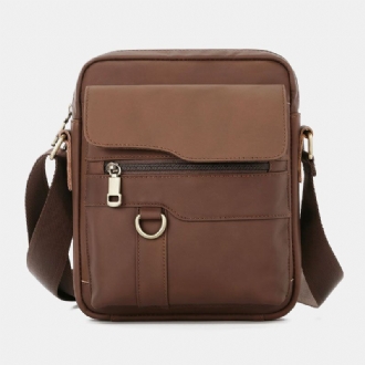 Män Äkta Läder Stor Kapacitet Vintage Casual 65 Tums Telefonväska Crossbody-väska Axelväska Messenger Portfölj