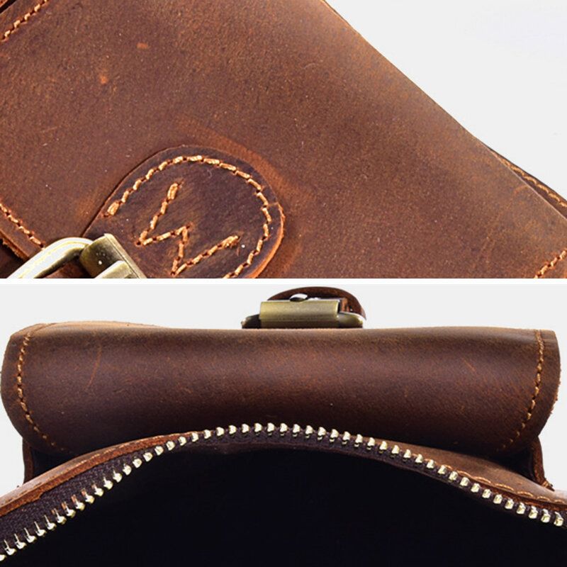 Män Äkta Läder Vintage Multifunktionell Crossbody-väska Slitstark Bältesögla Midja Daglig Bältesväska