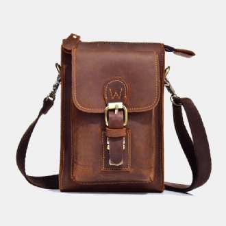 Män Äkta Läder Vintage Multifunktionell Crossbody-väska Slitstark Bältesögla Midja Daglig Bältesväska