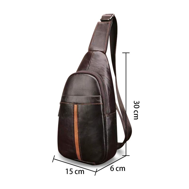 Män Äkta Läder Vintage Slitstark Daily Crossbody Bag Business Justerbara Remmar Sling Bag