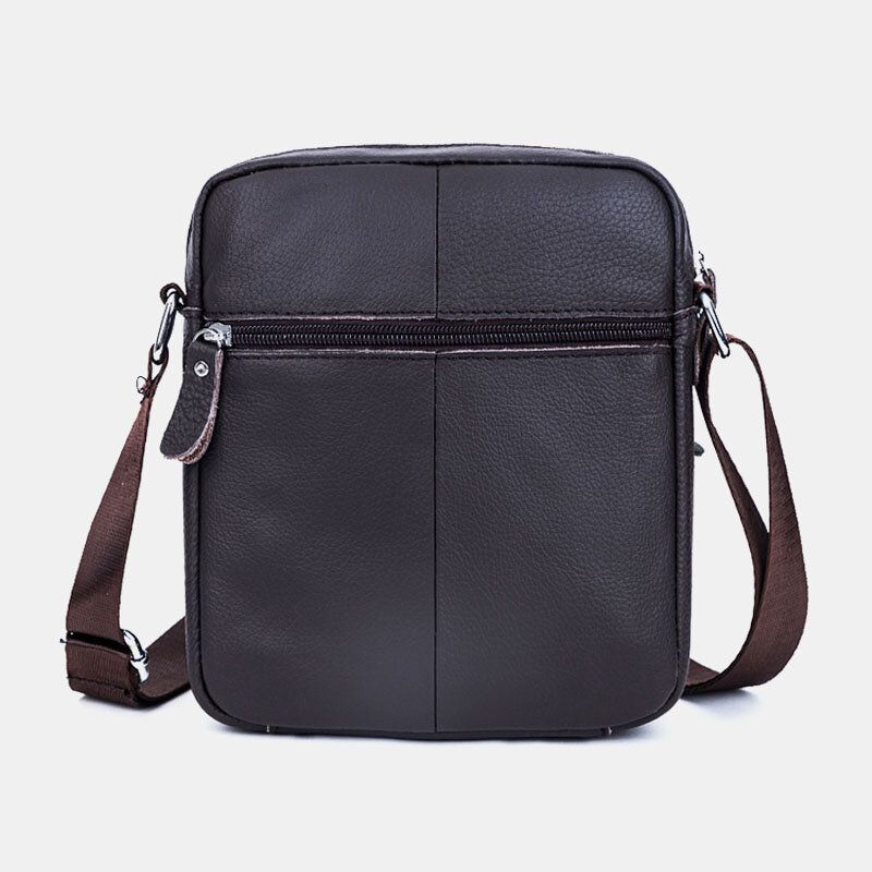 Män Äkta Läder Weave Vattentät Multifunktion Multi-lager Crossbody Bag Axelväska