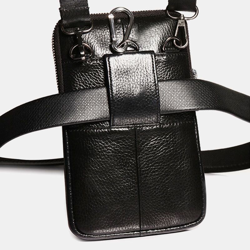 Män Bältesväska I Äkta Läder Casual Crossbody-väska Axelväska