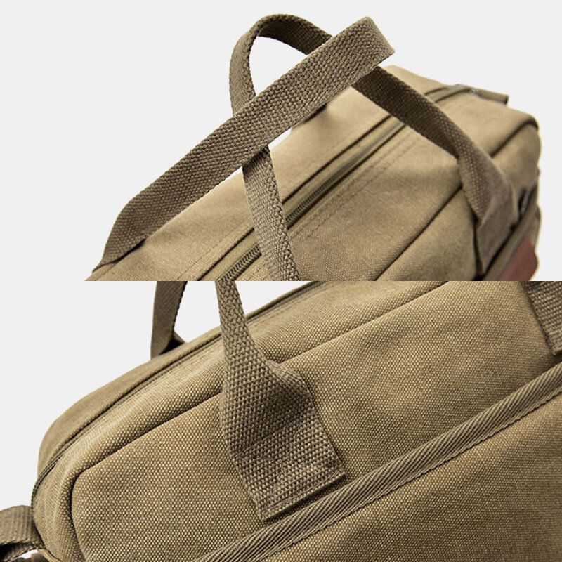 Män Canvas Stor Kapacitet Flerfickor Casual 133 Tums Bärbar Datorväska Crossbody-väskor Axelväska Portfölj