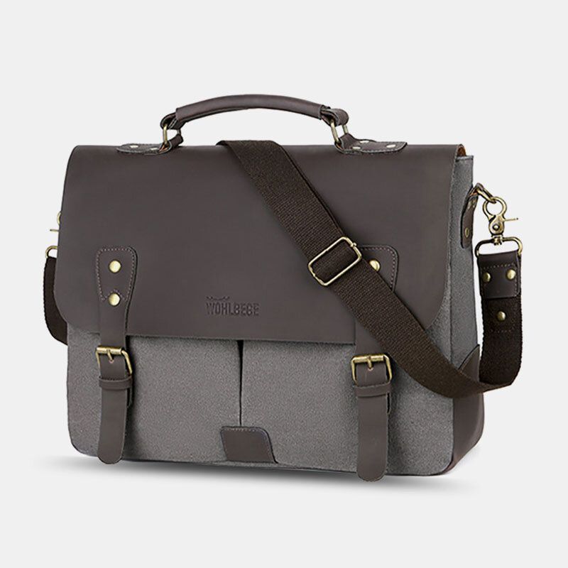 Män Canvas Stor Kapacitet Skydd Dragkedja Vintage Business Messenger Bag Laptopväska Crossbody Bag Handväska