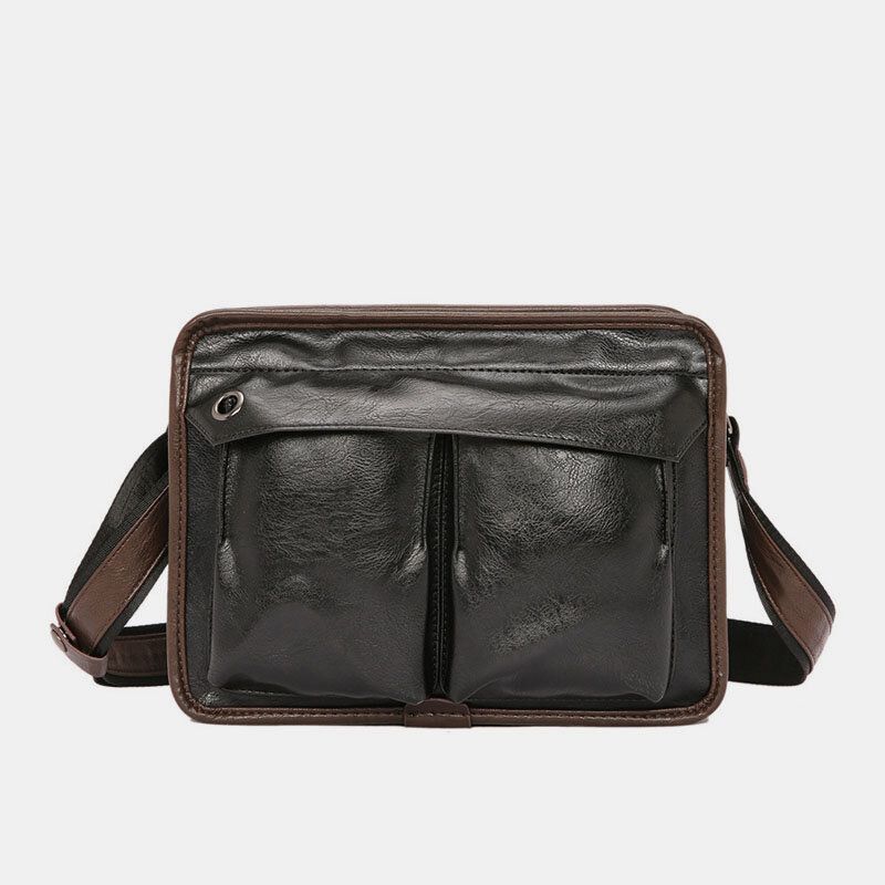 Män Dubbellager Crossbody-väskor Med Flera Fickor Mode Casual Hörlurar Håldesign 14-tums Bärbar Datorväska Axelväska