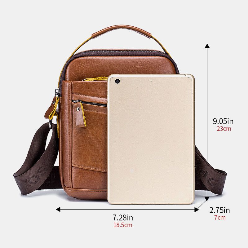 Män First Layer Kohud Stöldskydds Crossbody-väskor Multifunktionella Slittåliga Messenger Bag Handväska Med Stor Kapacitet