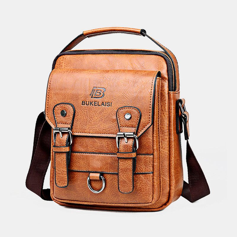 Män Konstläder Flerfickor Stöldskydd Flerlager Vattentät Business Crossbody-väska