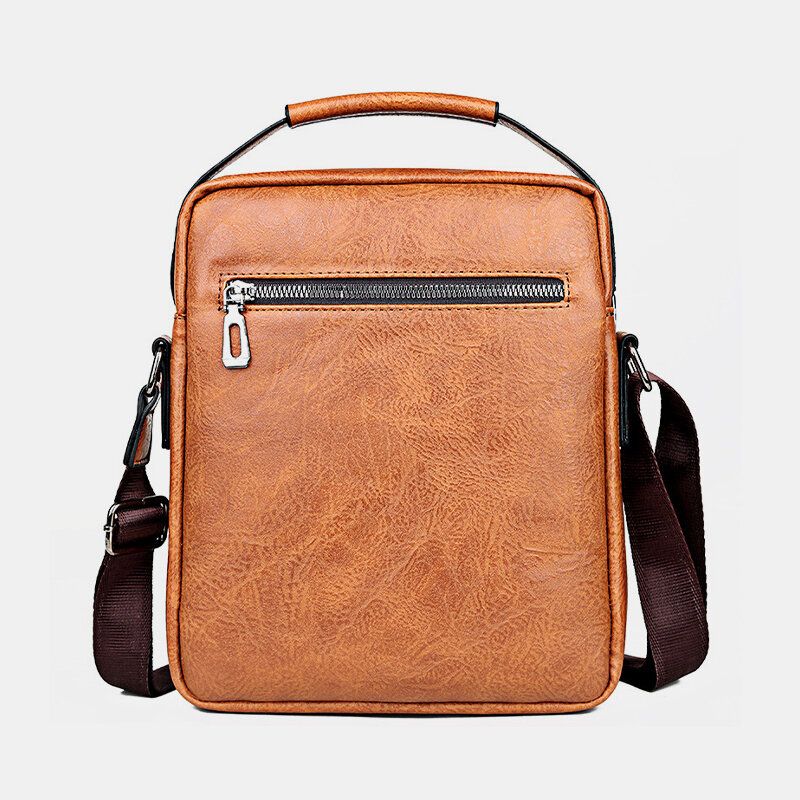 Män Konstläder Flerfickor Stöldskydd Flerlager Vattentät Business Crossbody-väska