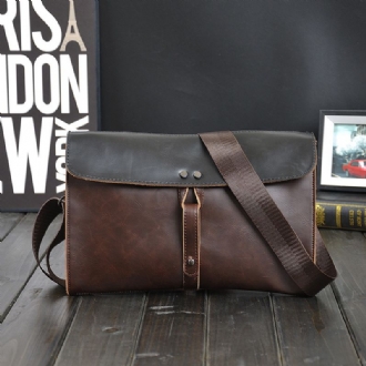 Män Konstläder Vintage Crossbody-väska Med Stor Kapacitet 133 Tums Handväska För Laptop Interiör