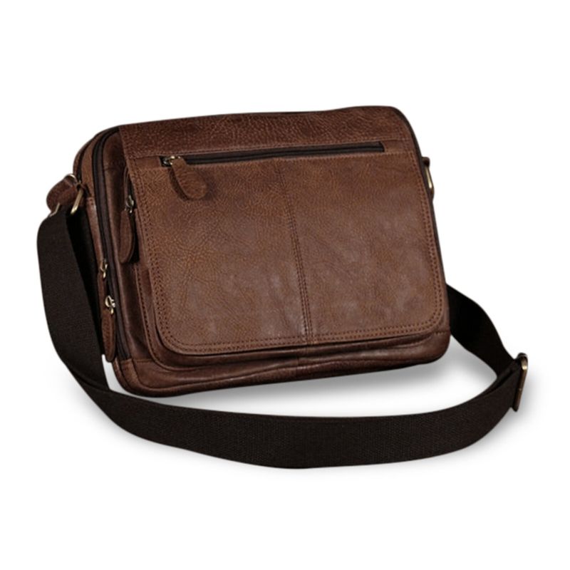 Män Konstläder Vintage Dragkedja Design Crossbody-väska Retro Väska Med Stor Kapacitet