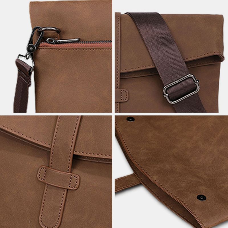 Män Konstläder Vintage Stor Kapacitet Messenger Bag 14 Tums Laptop Casual Handväska