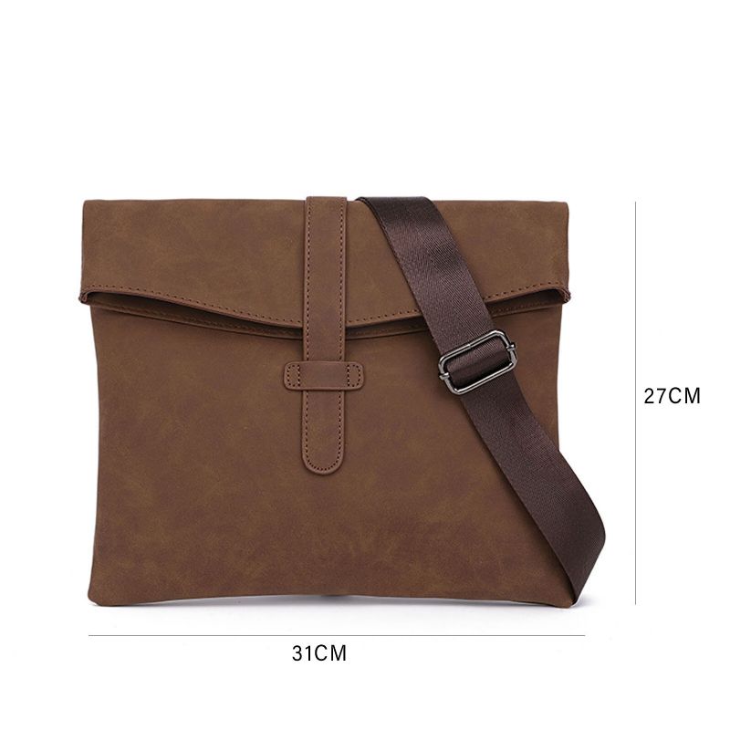 Män Konstläder Vintage Stor Kapacitet Messenger Bag 14 Tums Laptop Casual Handväska