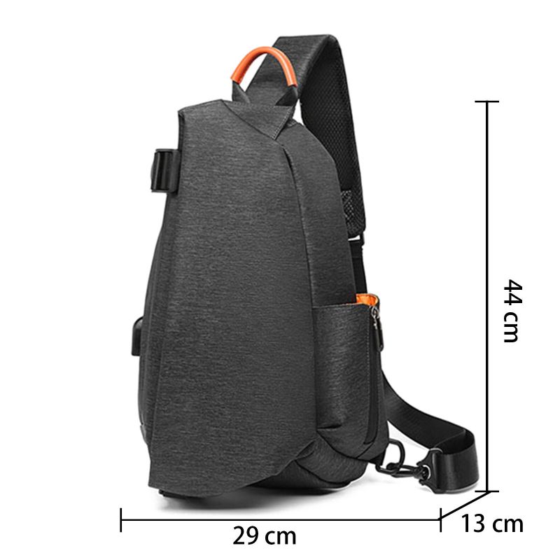 Män Oxfords Tyg Sport Vattentät Usb Laddningsdesign Crossbody-väska Justerbar Rem Casual Chest Bag