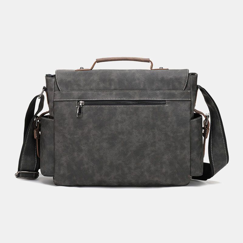 Män Pu Läder Flap-over Crossbody-väskor Med Stor Kapacitet Casual Fashion Messenger-väska Med Flera Fickor Handväska Axelväska