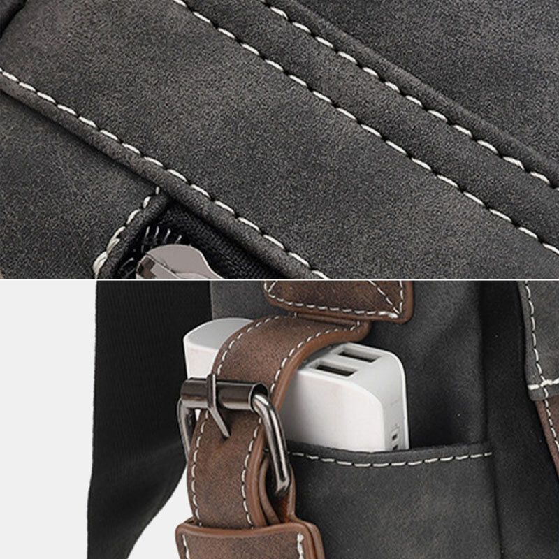 Män Pu Läder Flap-over Crossbody-väskor Med Stor Kapacitet Casual Fashion Messenger-väska Med Flera Fickor Handväska Axelväska