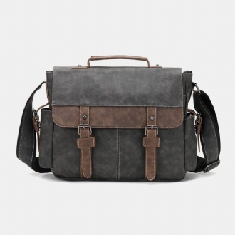 Män Pu Läder Flap-over Crossbody-väskor Med Stor Kapacitet Casual Fashion Messenger-väska Med Flera Fickor Handväska Axelväska