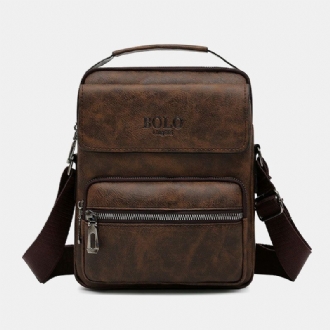 Män Pu Läder Multi-pocket Anti-stöld Messenger Bag Crossbody Väskor Axelväska Handväska Portfölj