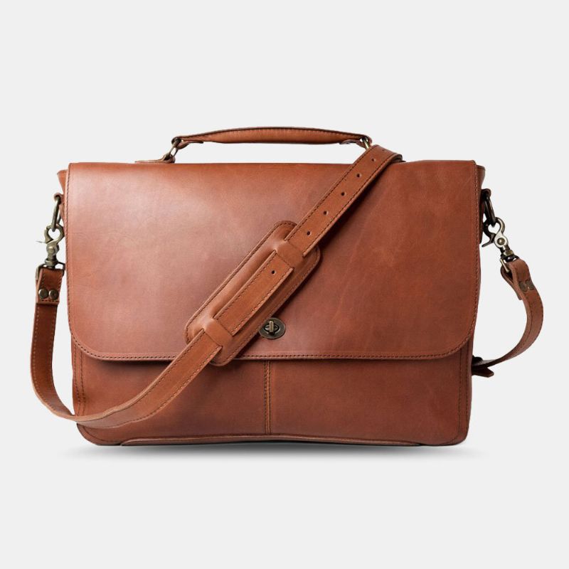 Män Pu Läder Multifunktion Vintage 156 Tums Bärbar Dator Stöldskyddsväska Messenger Bag Crossbody Bag