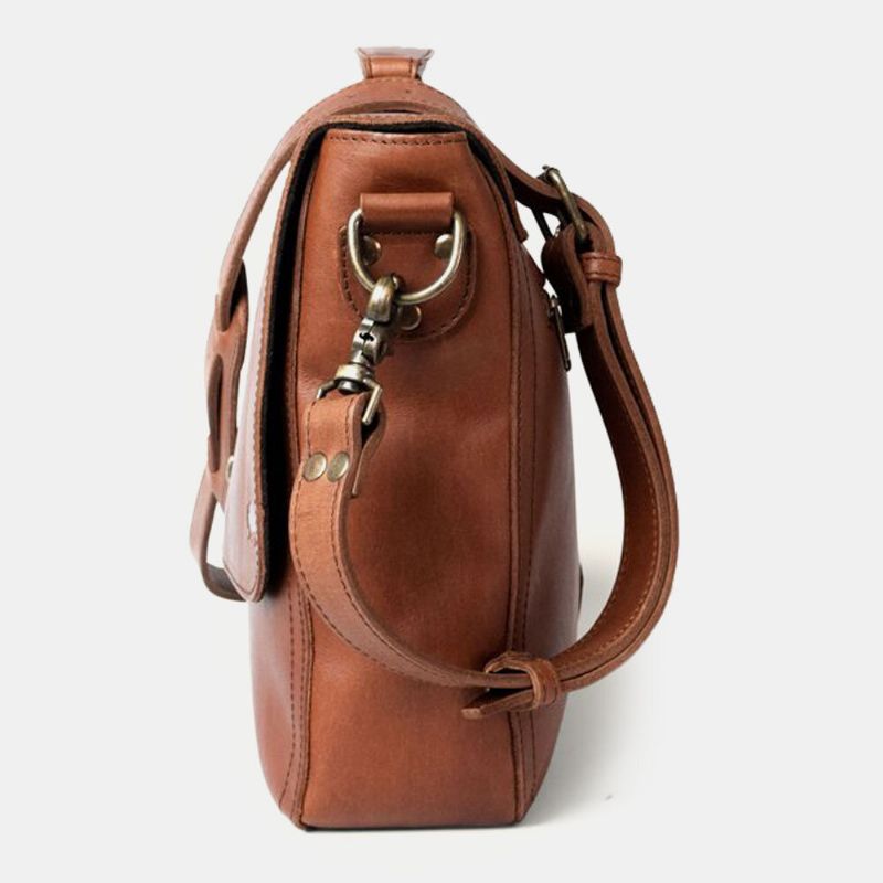 Män Pu Läder Multifunktion Vintage 156 Tums Bärbar Dator Stöldskyddsväska Messenger Bag Crossbody Bag